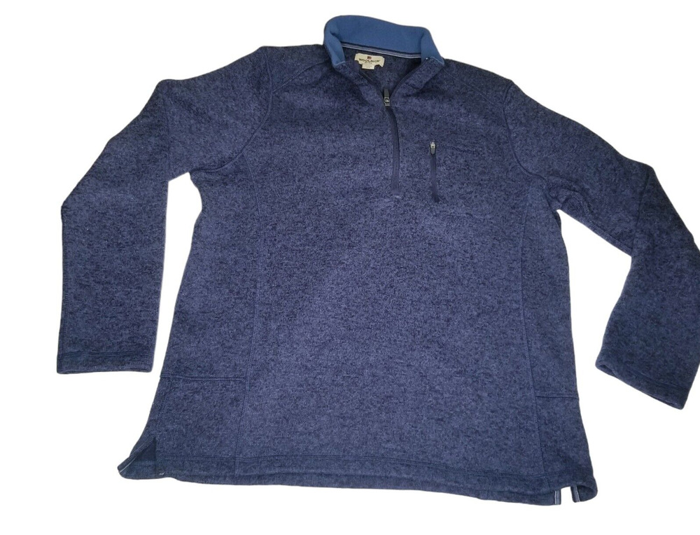 Woolrich 1/4 Zip Fleece Mens Large Blue Outdoors Pullover Casual Hiking Sweater